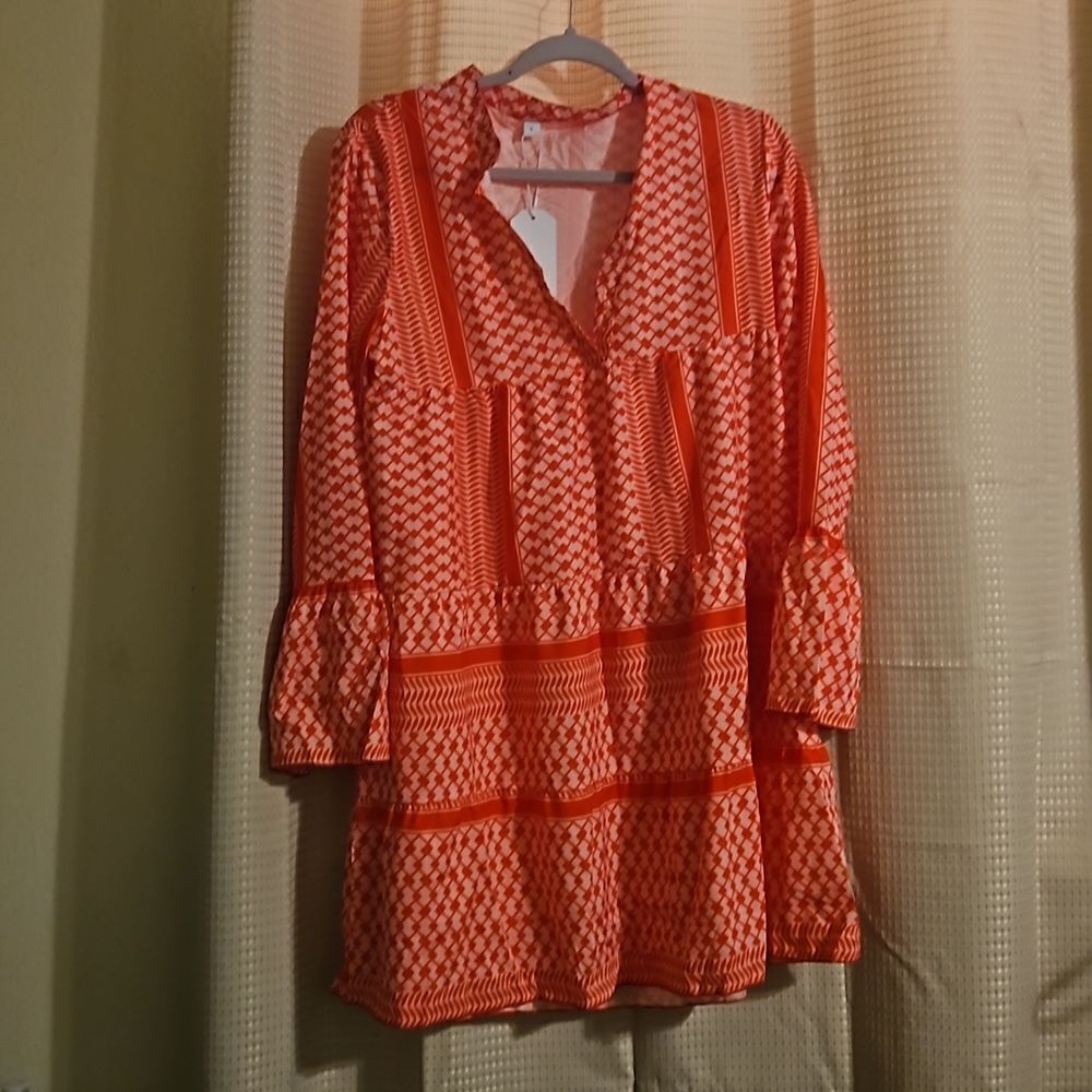NWT Red and Pink Geometric Dress